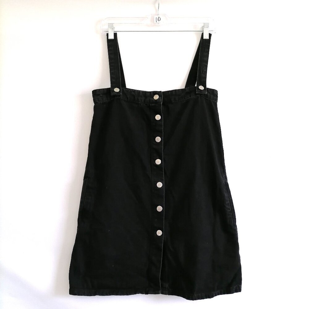 Urban Outfitters Aria Black Denim Button Down Overall Mini Dress Size S/P